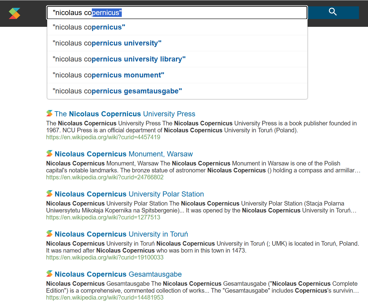 Typo-tolerant Query auto-completion (QAC) - derived from indexed documents