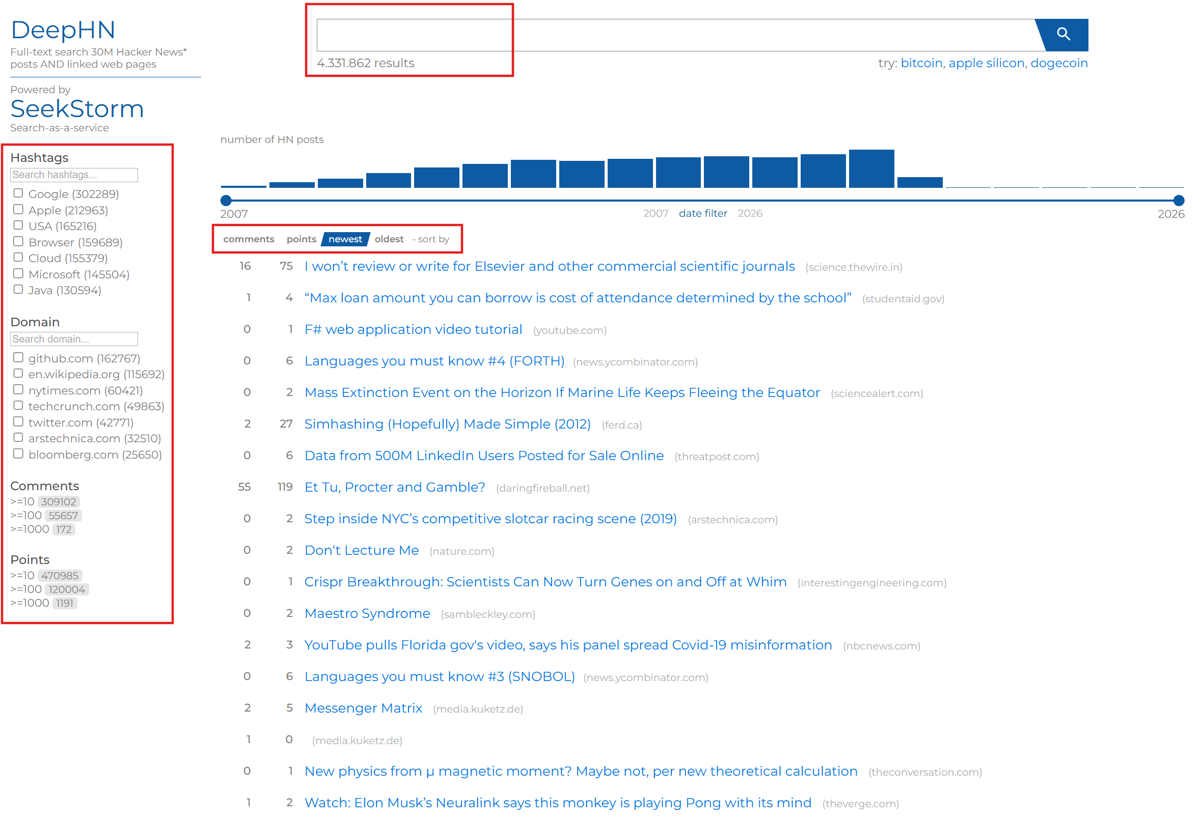Document iterator and search with empty query string